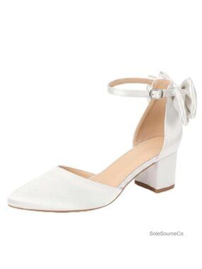 Women's Closed Toe Block Heels Ankle Strap Pumps Bow Heels